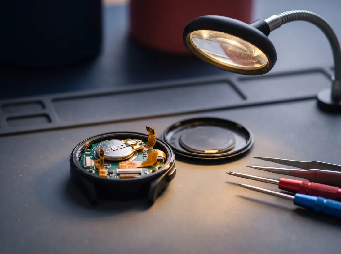 Smartwatch dibuka untuk pemeriksaan bateri dan komponen dalam di iPRO SP Sungai Petani