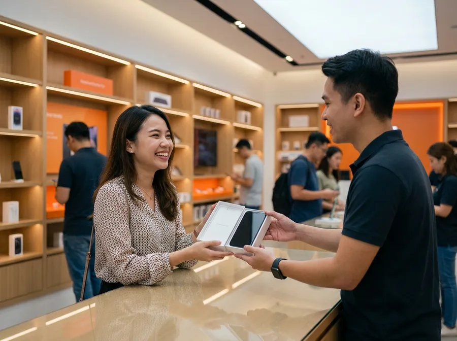 Pelanggan menerima phone baru selepas trade in dan upgrade di iPRO SP