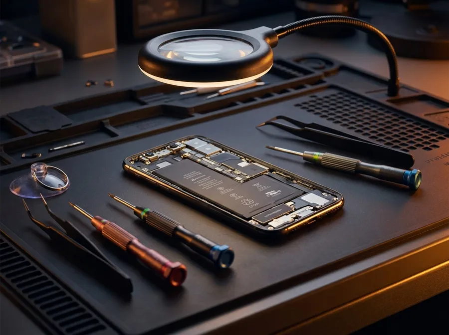 iPhone dibuka untuk repair di workbench profesional — iPhone repair Sungai Petani (SP) di iPRO SP